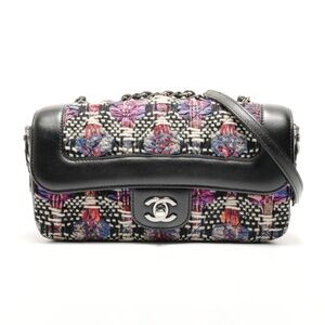 CHANEL Tweed Coco Mark Lace-Up Shoulder Bag with Silver Hardware, Multicolor,...